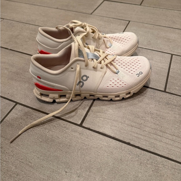 On Clouds Shoes - On Cloudswift Women's Running Shoes in Beige with Coral Accent